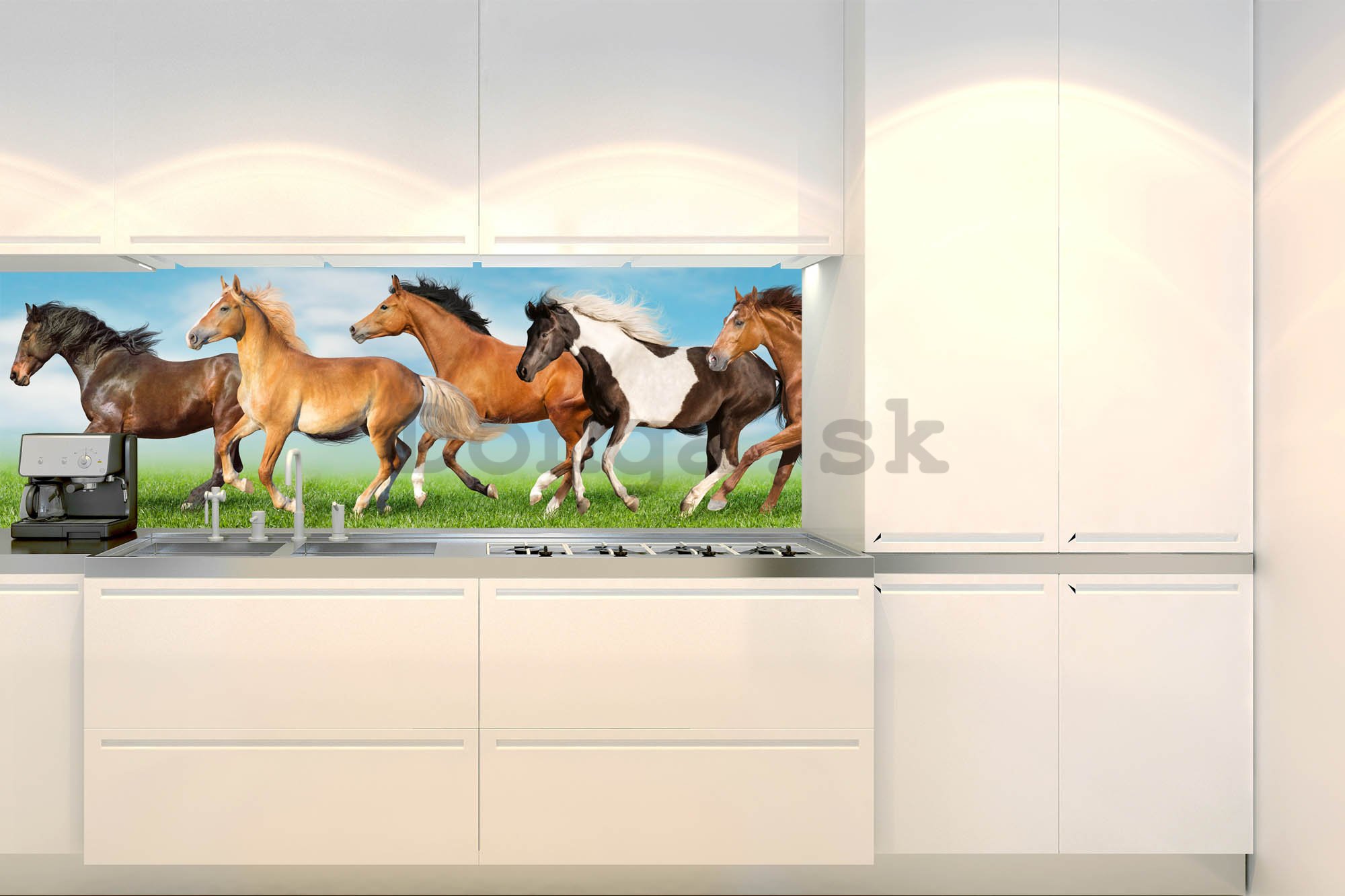 Samolepiaca umývateľná tapeta za kuchynskú linku - Kone, 180x60 cm