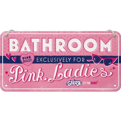 Závesná ceduľa: Pink Ladies Bathroom - 20x10 cm