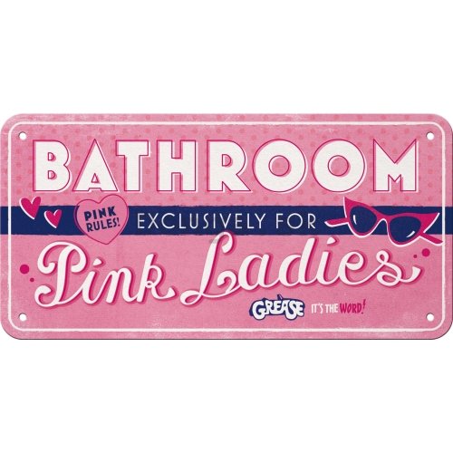 Závesná ceduľa: Pink Ladies Bathroom - 20x10 cm