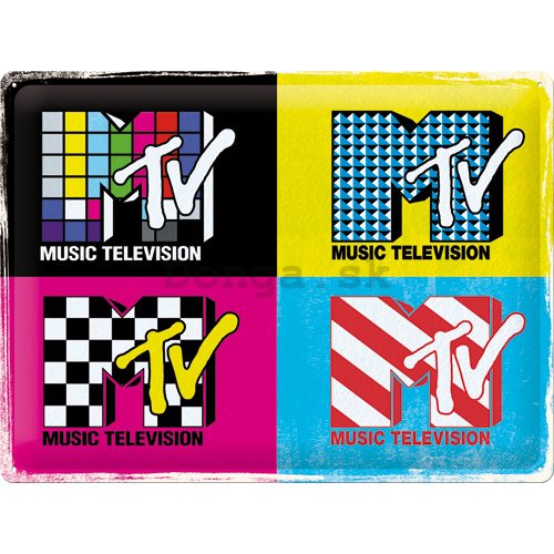 Plechová ceduľa: MTV Logo Pop Art - 40x30 cm