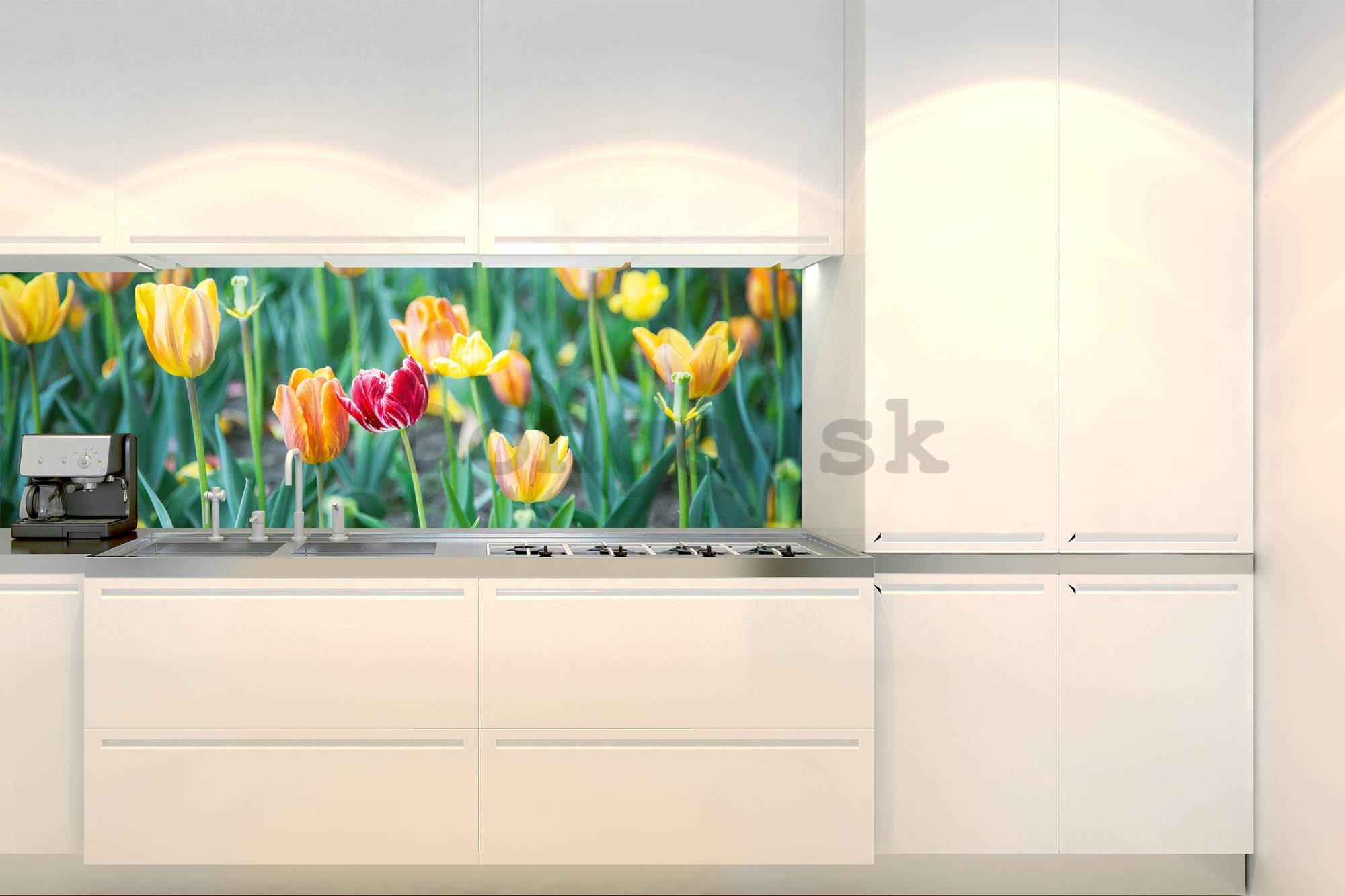 Samolepiaca umývateľná tapeta za kuchynskú linku - Tulipány, 180x60 cm