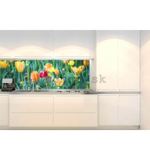 Samolepiaca umývateľná tapeta za kuchynskú linku - Tulipány, 180x60 cm