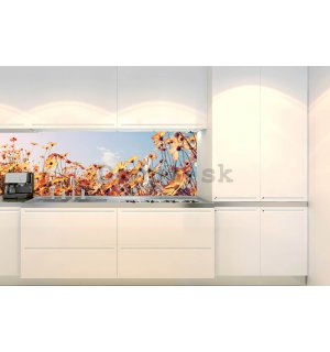 Samolepiaca umývateľná tapeta za kuchynskú linku - Kopretiny žlté, 180x60 cm
