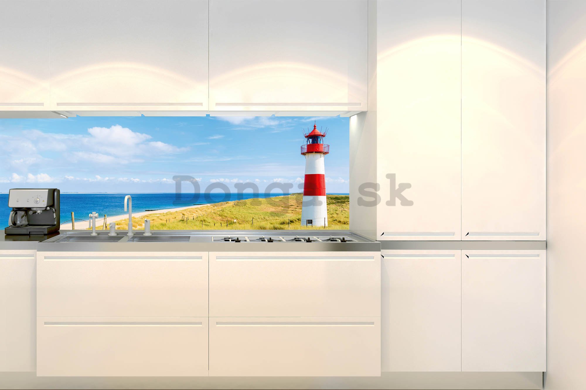 Samolepiaca umývateľná tapeta za kuchynskú linku - Maják na pláži, 180x60 cm