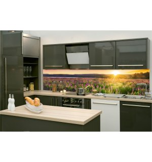 Samolepiaca umývateľná tapeta za kuchynskú linku - Západ slnka nad poľom, 260x60 cm