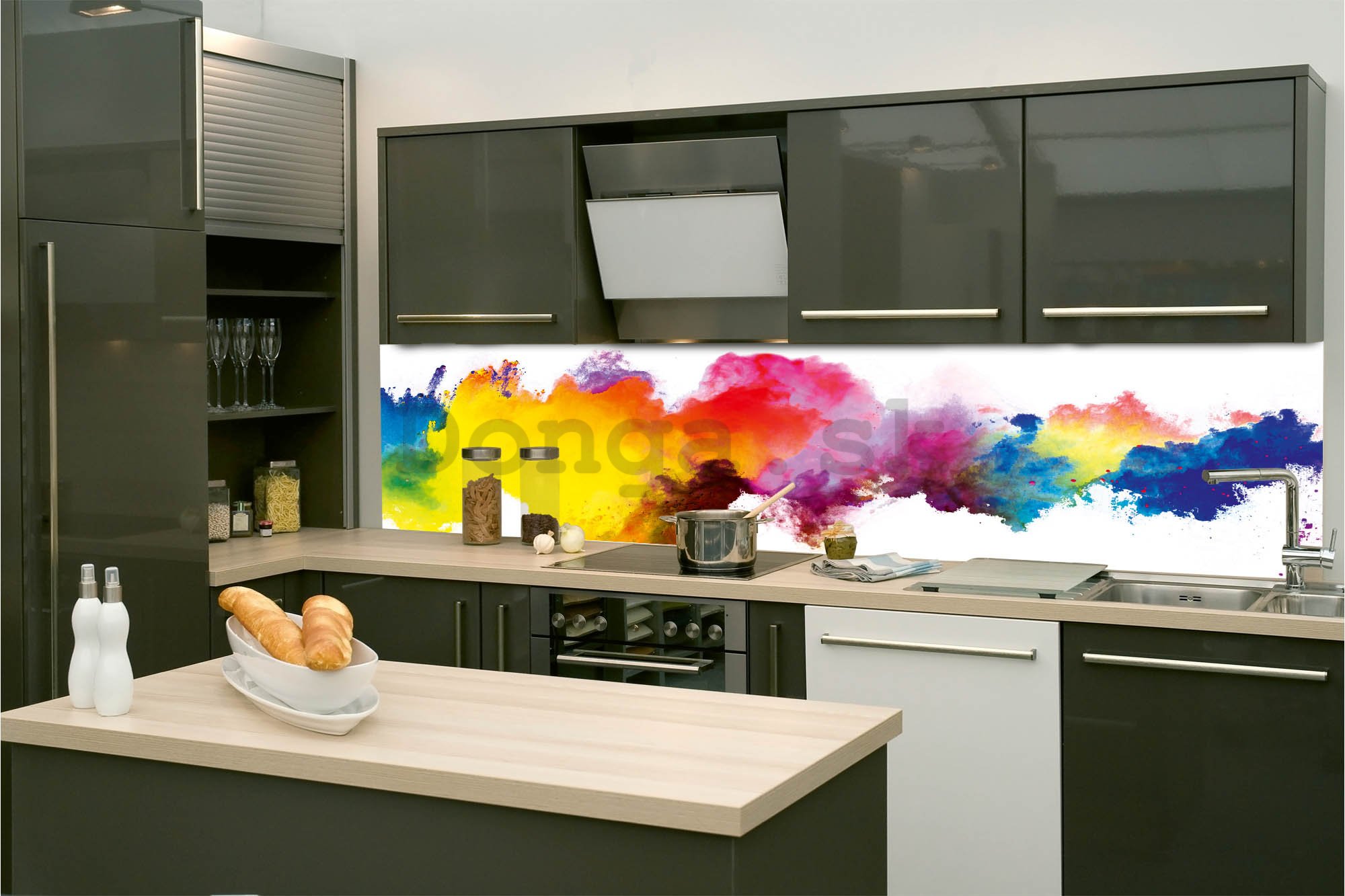 Samolepiaca umývateľná tapeta za kuchynskú linku - Výbuch farieb, 260x60 cm