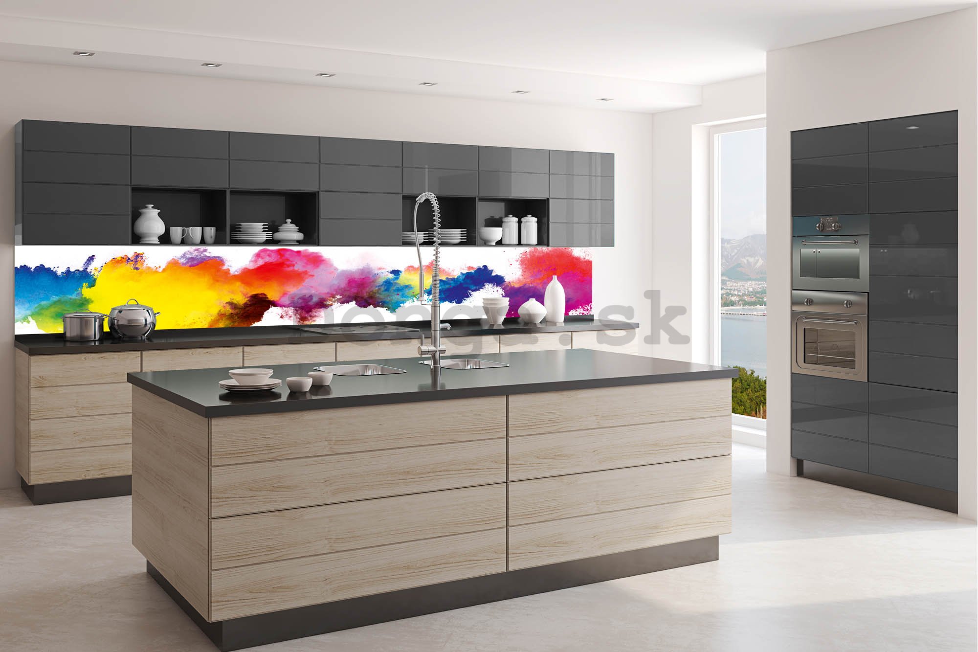 Samolepiaca umývateľná tapeta za kuchynskú linku - Výbuch farieb, 350x60 cm