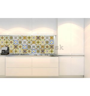 Samolepiaca umývateľná tapeta za kuchynskú linku - Dlaždice žltá, 180x60 cm