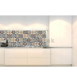 Samolepiaca umývateľná tapeta za kuchynskú linku - Dlaždica modrá, 180x60 cm