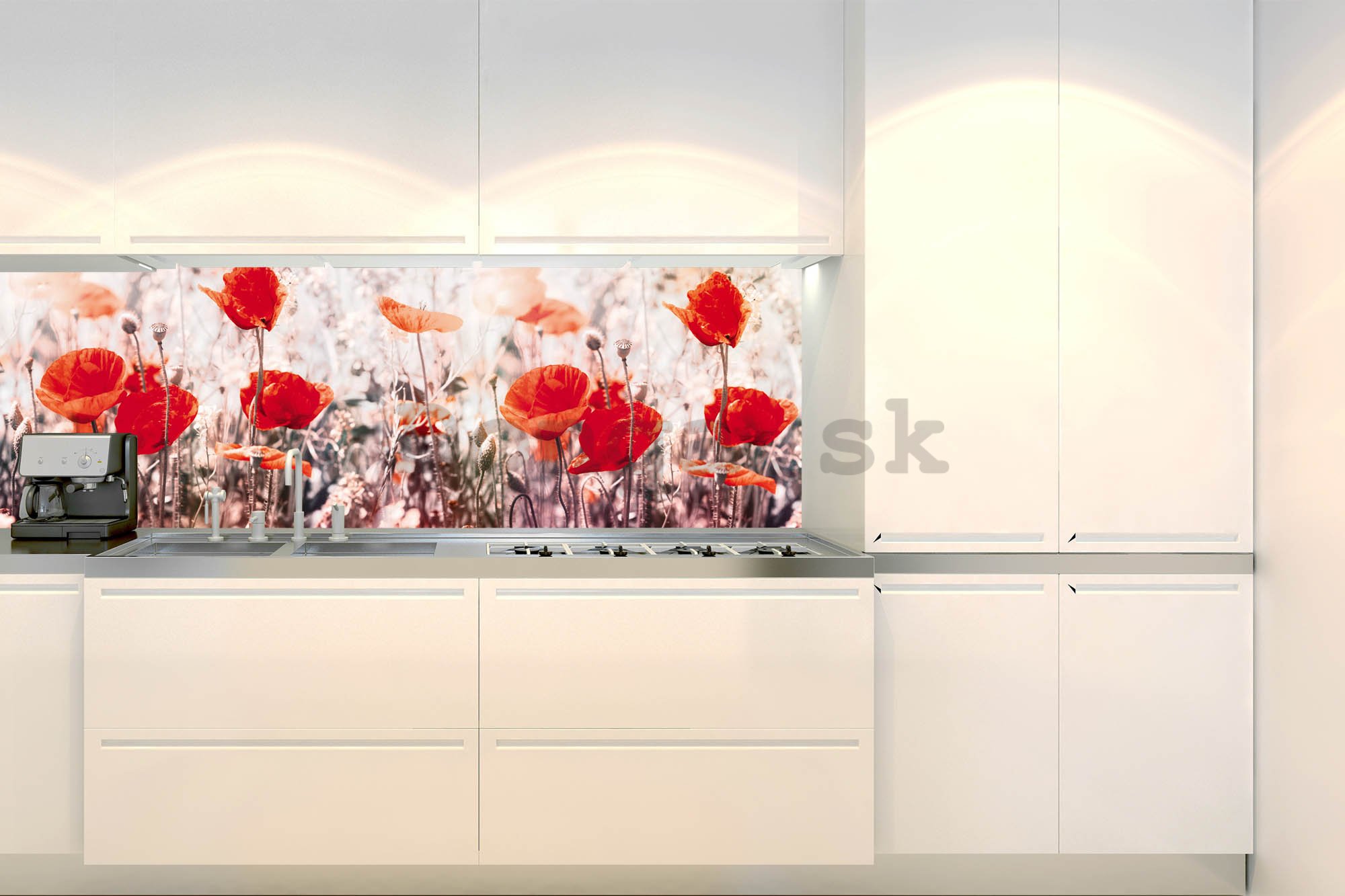 Samolepiaca umývateľná tapeta za kuchynskú linku - Kvety maku, 180x60 cm