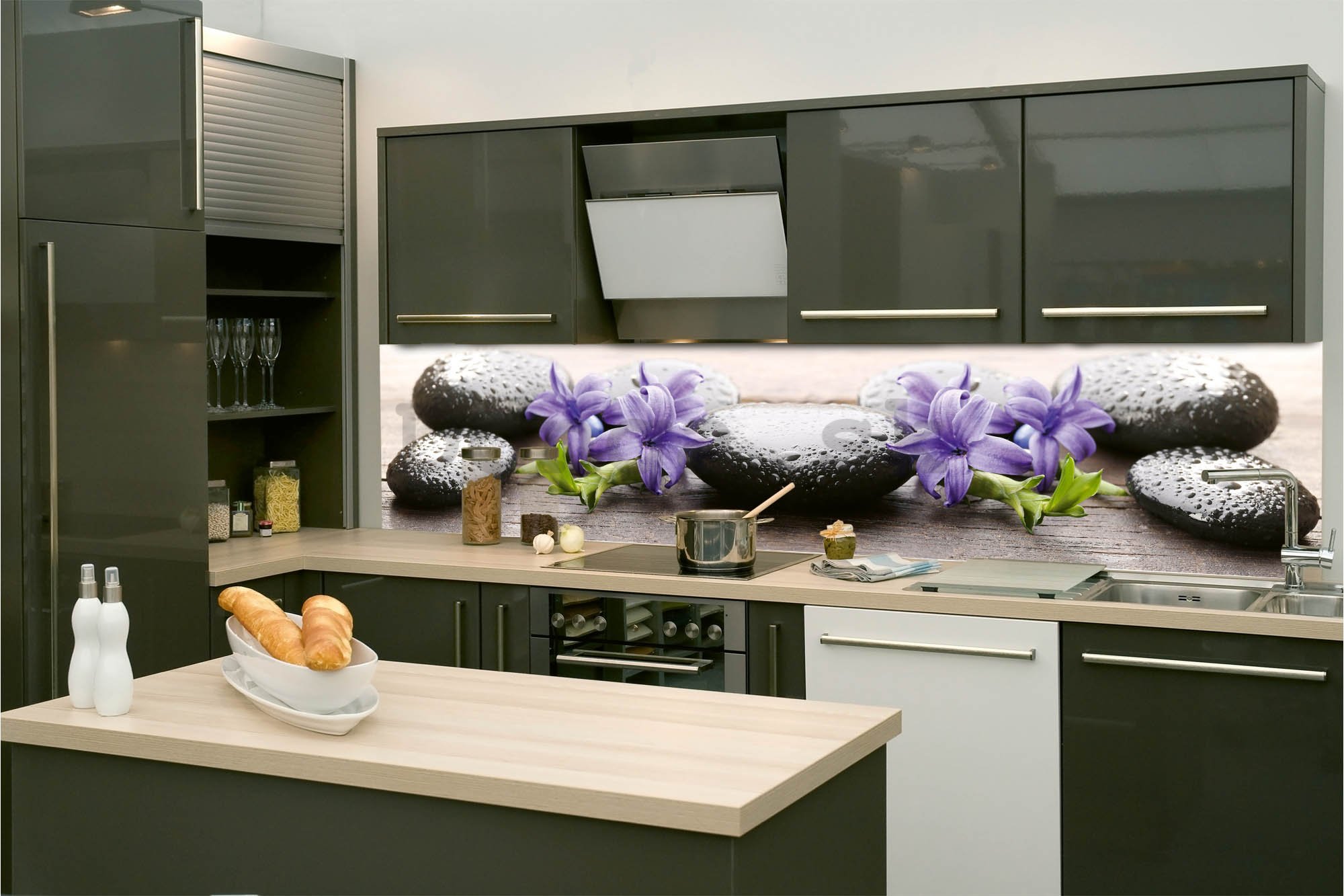 Samolepiaca umývateľná tapeta za kuchynskú linku - Kúpeľné horúce kamene, 260x60 cm