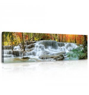 Obraz na plátne: Lesný vodopád - 145x45 cm