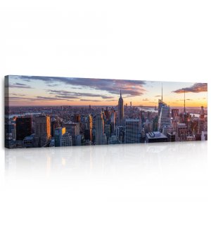 Obraz na plátne: Pohľad na večerné Manhattan - 145x45 cm