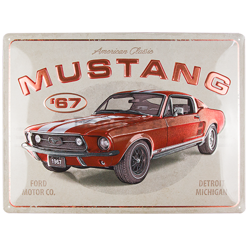 Plechová ceduľa: Ford Mustang GT 1967 Red Metallic Edition - 40x30 cm
