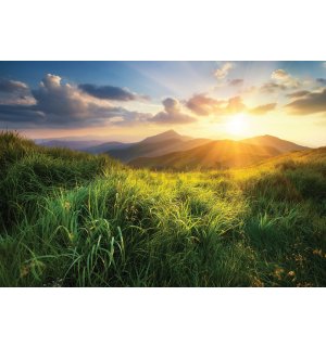 Fototapeta vliesová: Východ slnka na horách - 254x184 cm