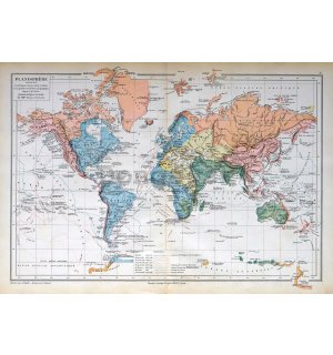 Fototapeta vliesová: Francúzska mapa sveta (Vintage) - 368x254 cm