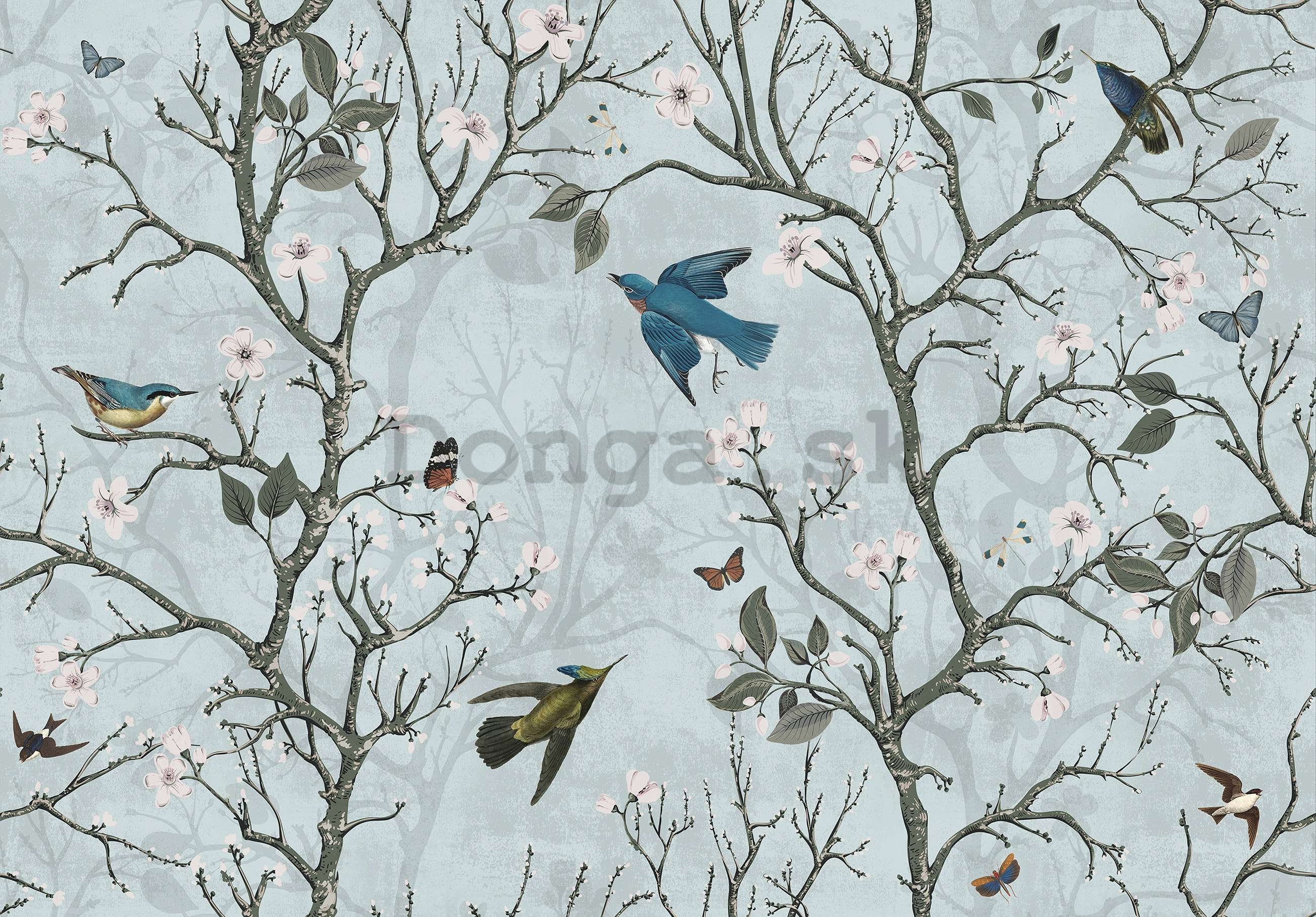 Fototapeta vliesová: Vtáky a stromy (animovaný) - 254x184 cm