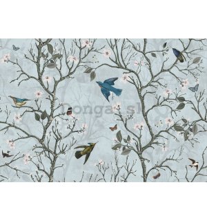 Fototapeta vliesová: Vtáky a stromy (animovaný) - 254x184 cm