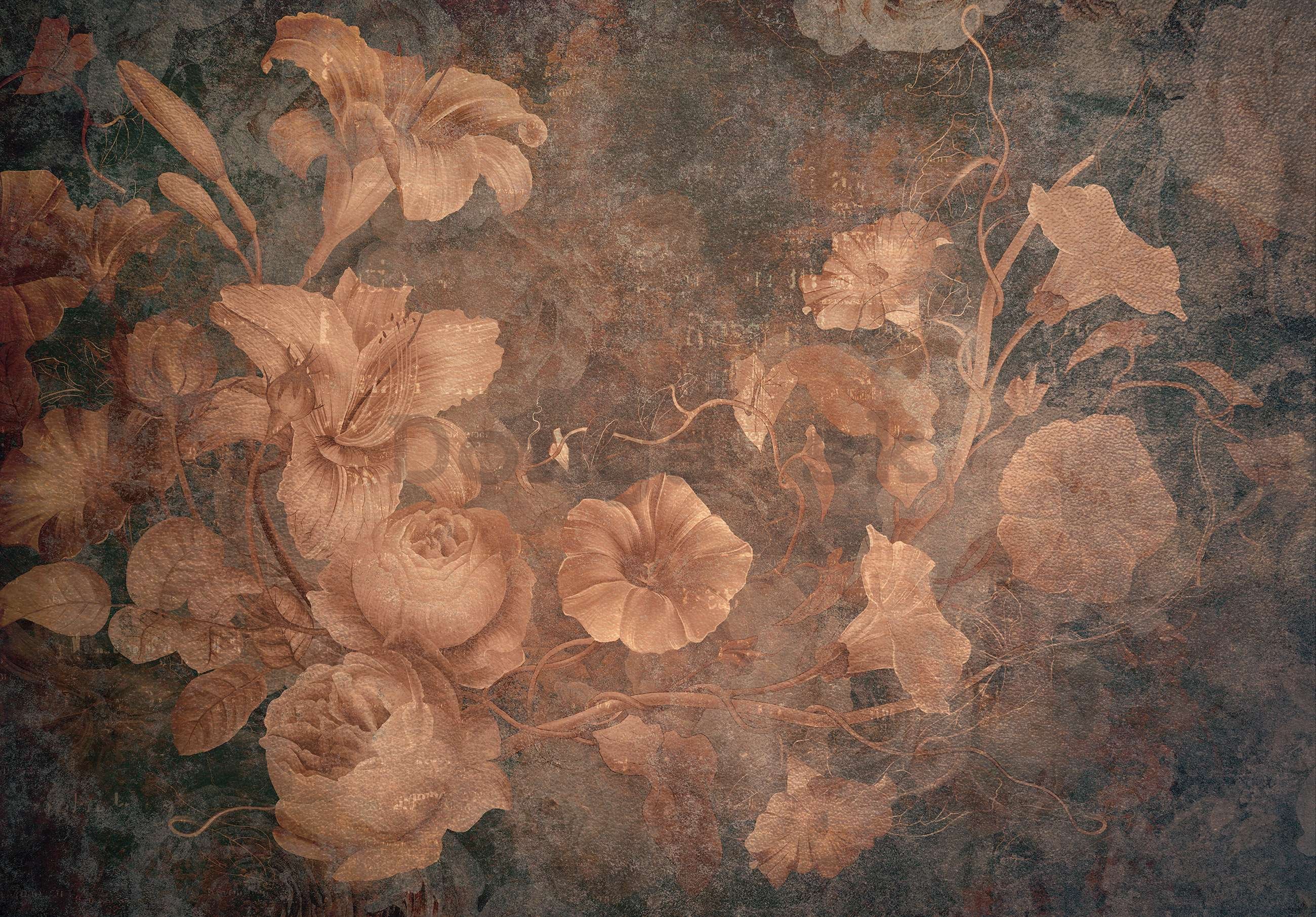 Fototapeta vliesová: Vintage imitácia kvetov - 368x254 cm