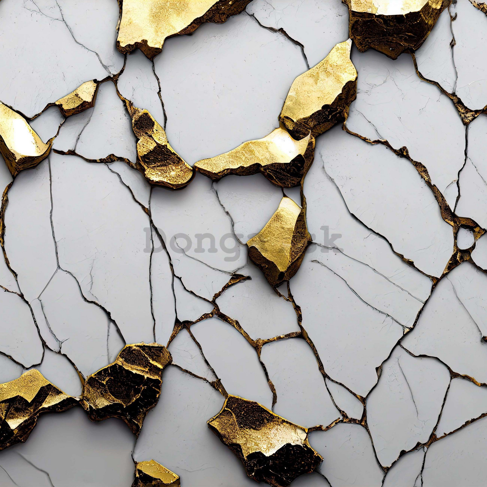 Fototapeta vliesová: Glamour imitace zlatého mramoru s bílou zdí - 368x254 cm