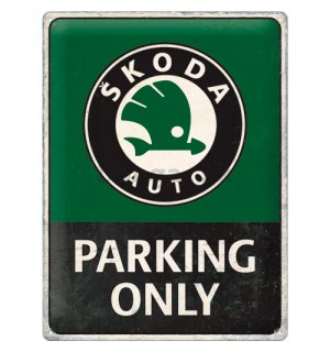 Plechová ceduľa: Škoda (Parking Only) - 30x40 cm