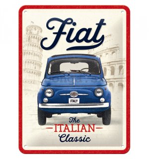 Plechová ceduľa: Fiat 500 (The Italian Classic) - 15x20 cm