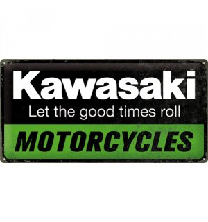 Plechová ceduľa: Kawasaki Motorcycles - 50x25 cm