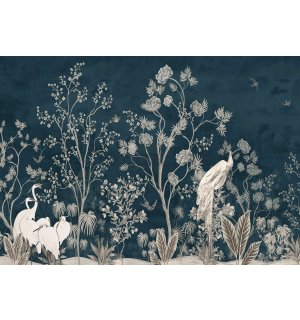 Fototapeta vliesová: Jeřábi v japonské zahradě - 152,5x104 cm