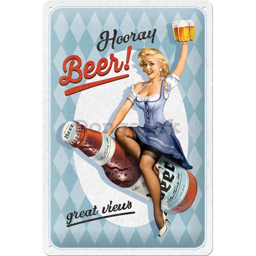 Plechová ceduľa: Hooray Beer - 30x20 cm