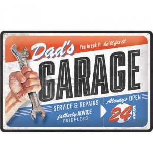 Plechová ceduľa: Dads garage - 30x20 cm