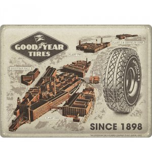 Plechová ceduľa: Goodyear - Factories since 1898 - 40x30 cm