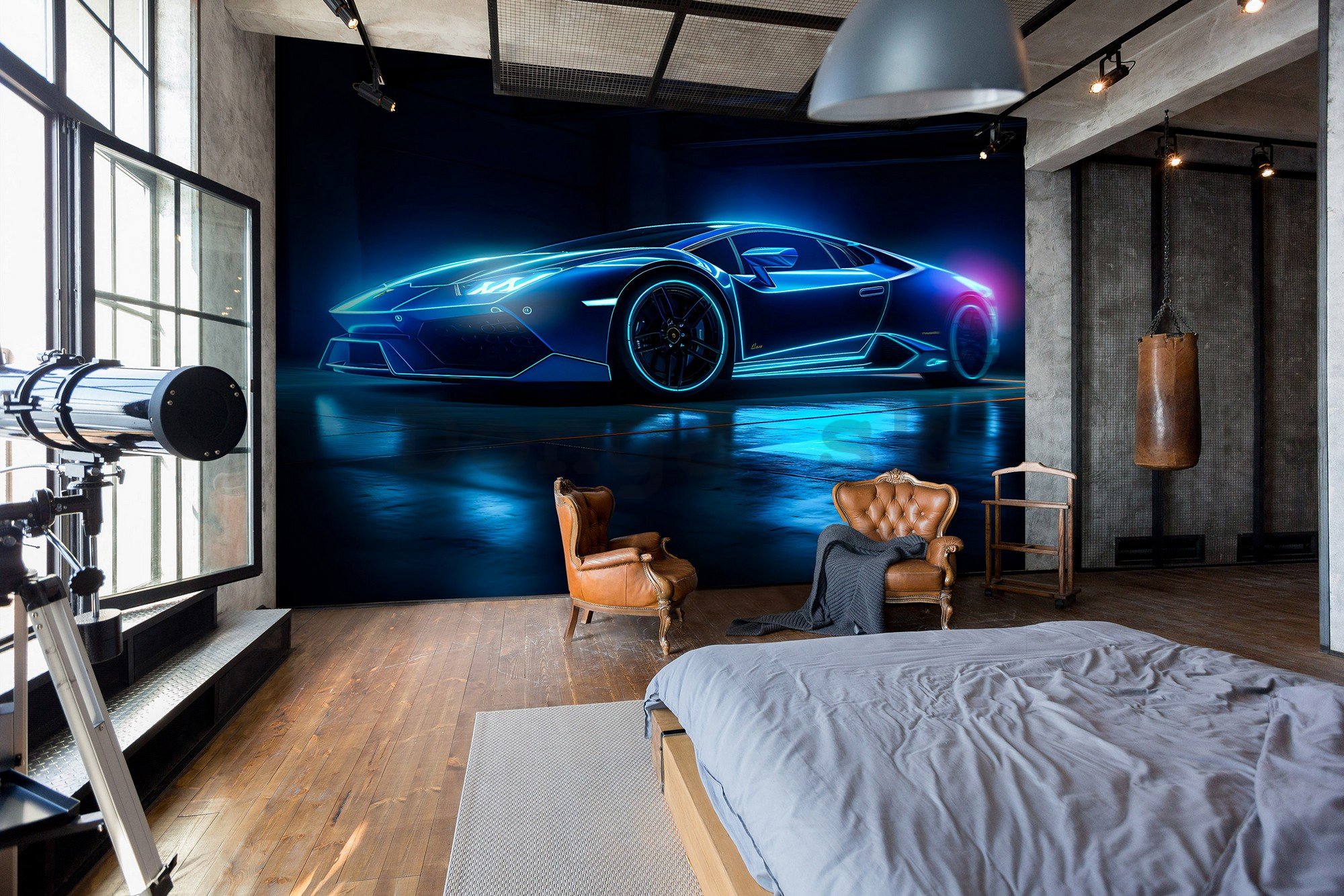 Fototapety vliesové: Car Lamborghini luxurious neon - 254x184 cm