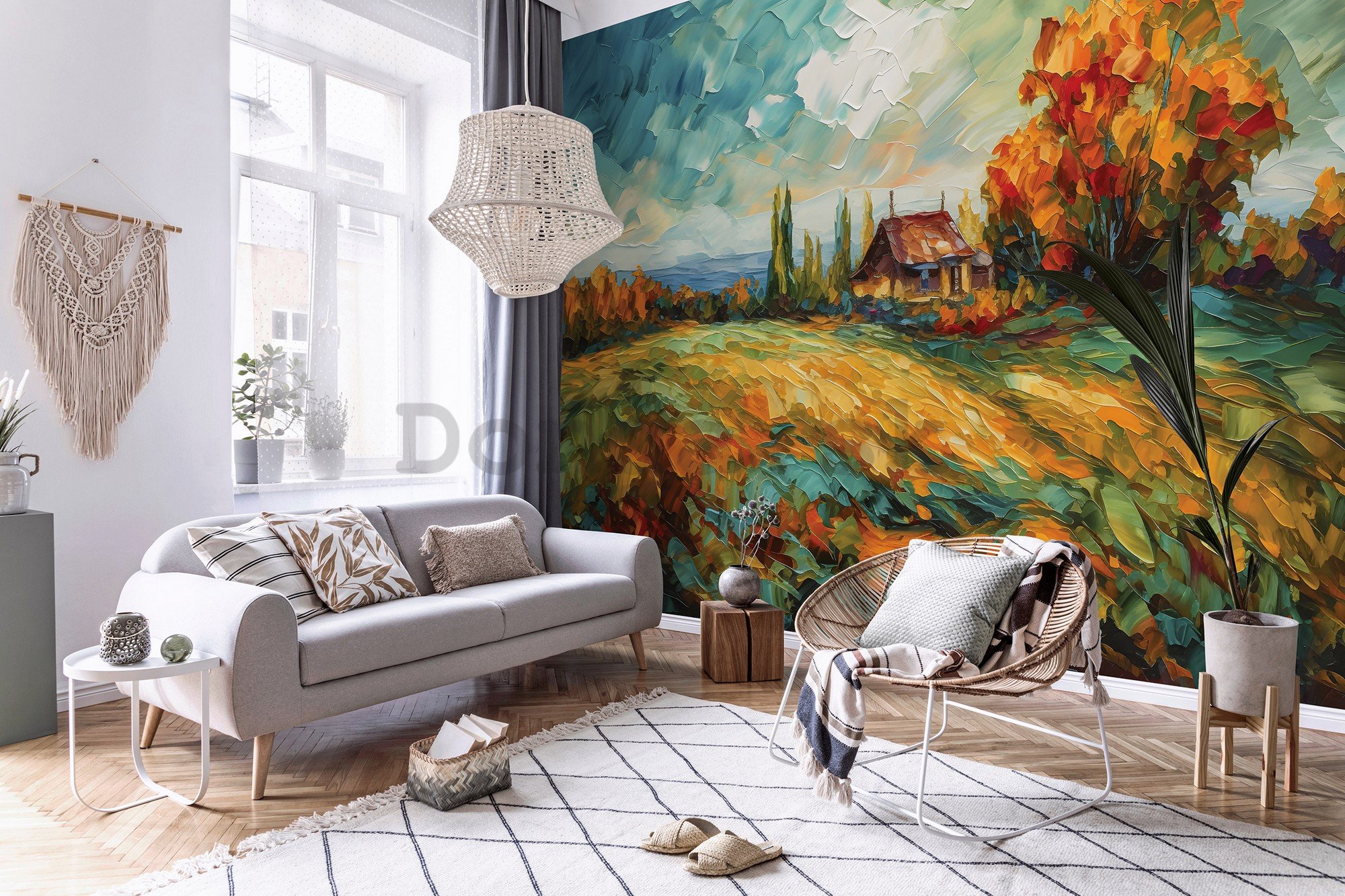 Fototapety vliesové: Lanscape oil-colour painting nature - 254x184 cm