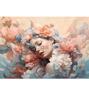 Fototapety vliesové: Woman flowers pastel elegance (1) - 254x184 cm