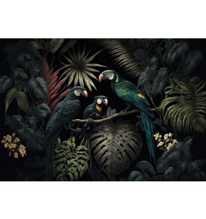 Fototapeta vliesová: Nature jungle parrots leaves - 416x290 cm