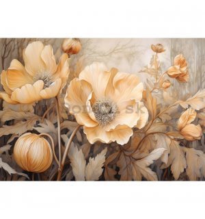Fototapety vliesové: Art Nature Beige Big Flowers - 254x184 cm
