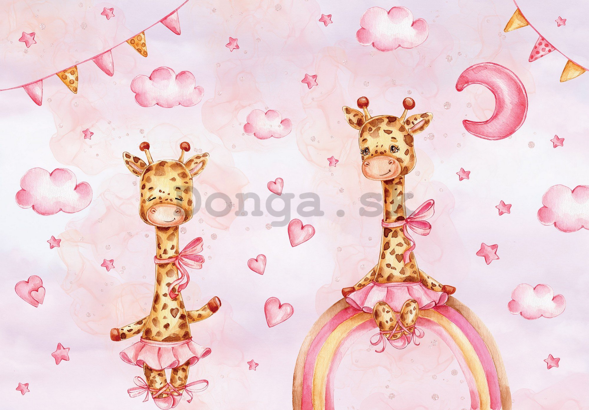 Fototapety vliesové: Children giraffe - 254x184 cm