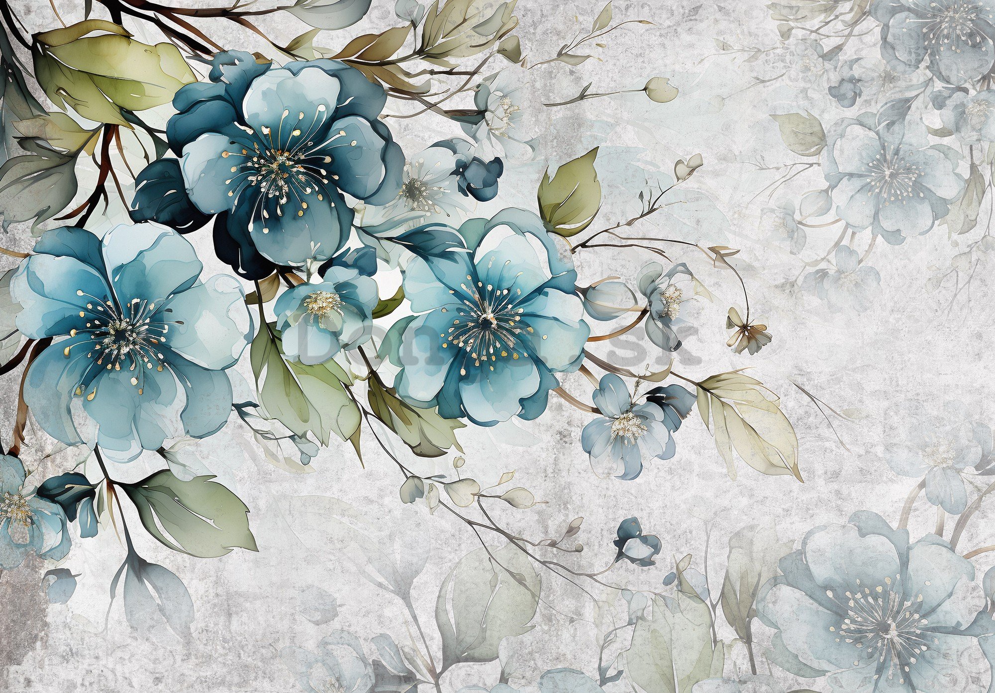 Fototapety vliesové: Turquoise Flowers - 254x184 cm