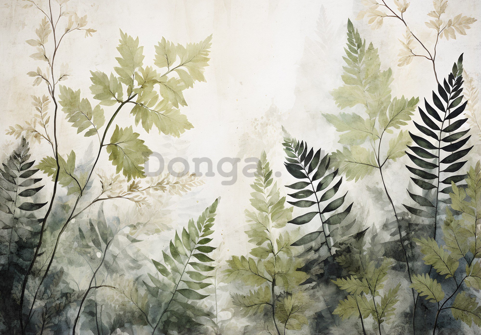 Fototapety vliesové: Leaves Green Painted - 254x184 cm