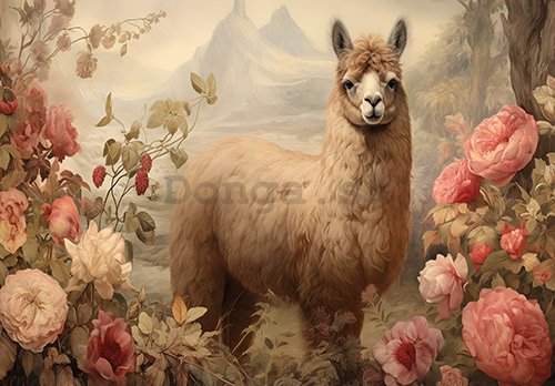Fototapety vliesové: Lama Flowers Vintage - 254x184 cm