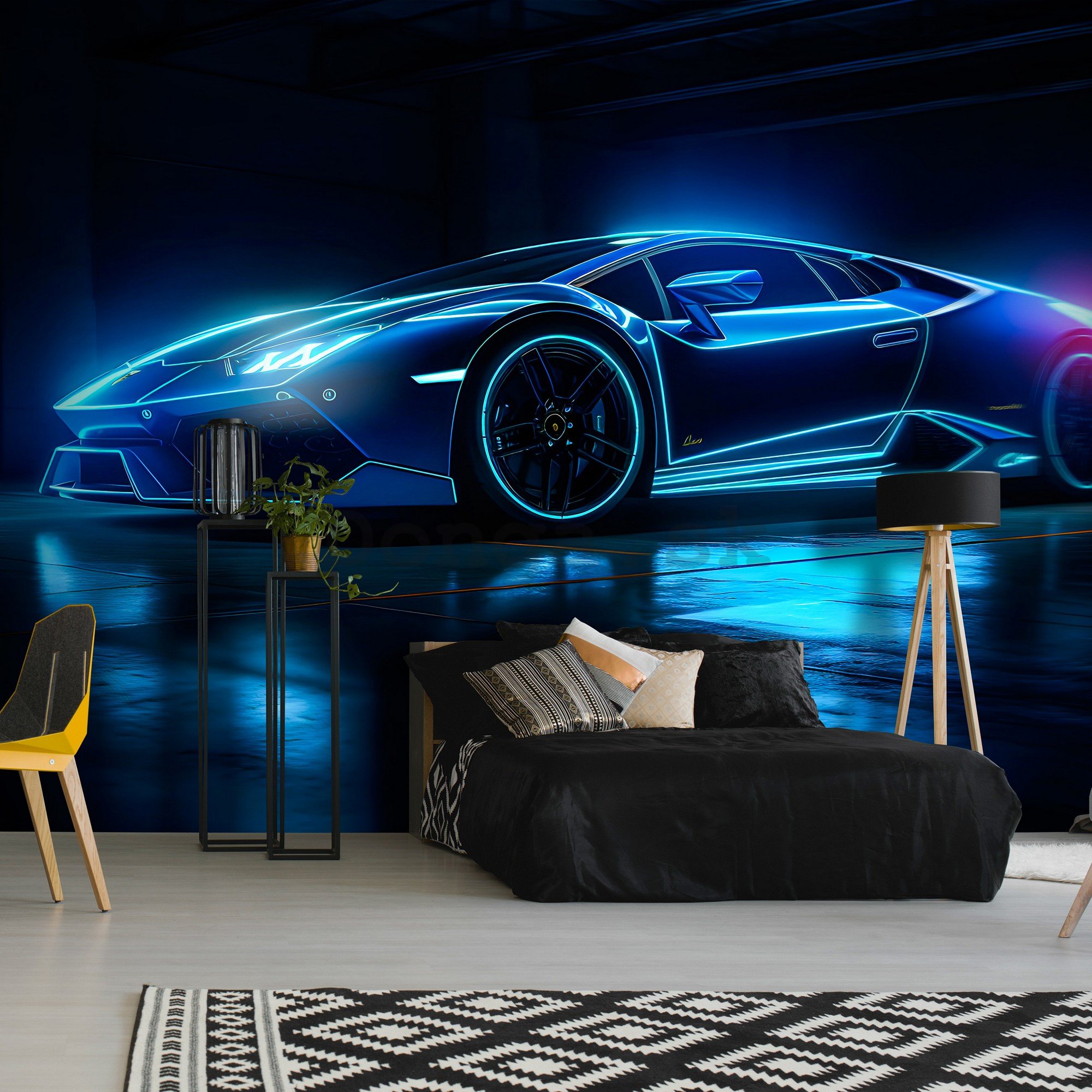 Fototapety vliesové: Car Lamborghini luxurious neon - 368x254 cm