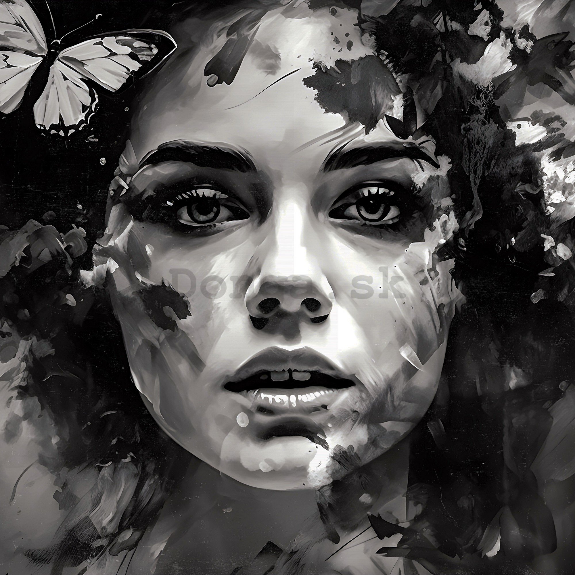 Fototapety vliesové: Art watercolour woman butterfly (2) - 368x254 cm