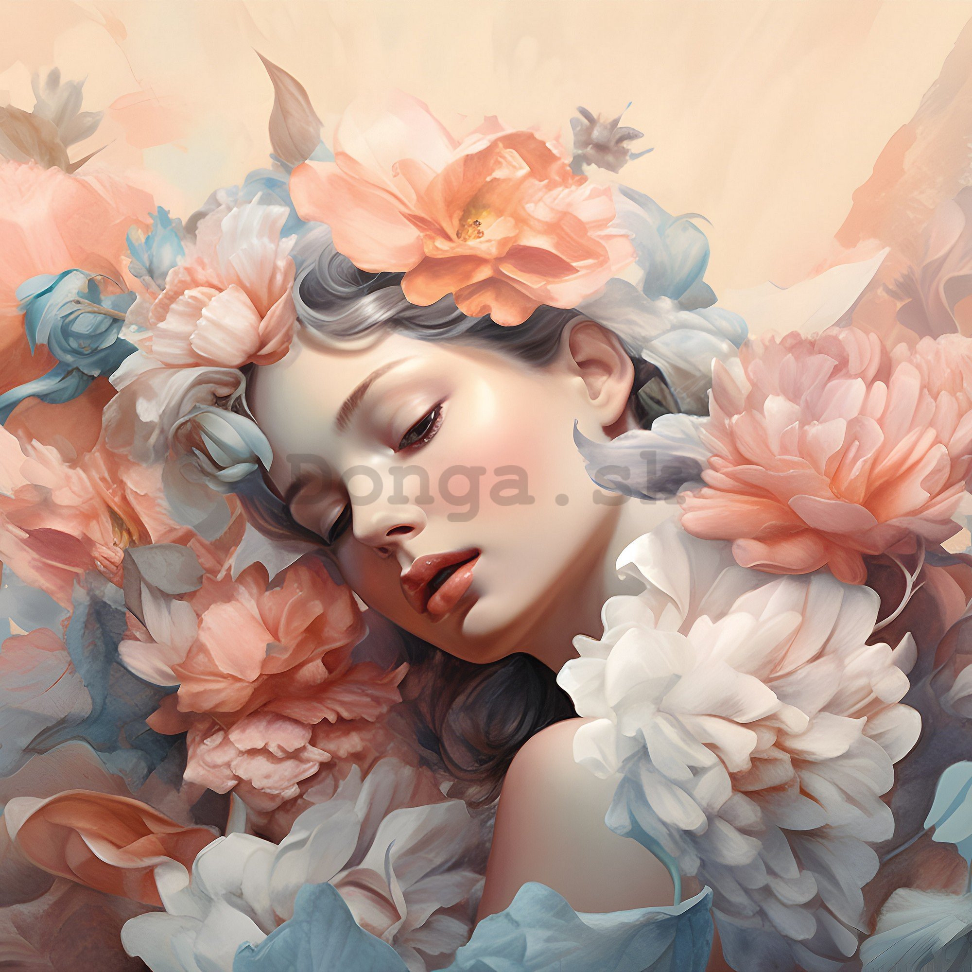 Fototapety vliesové: Woman flowers pastel elegance (1) - 368x254 cm