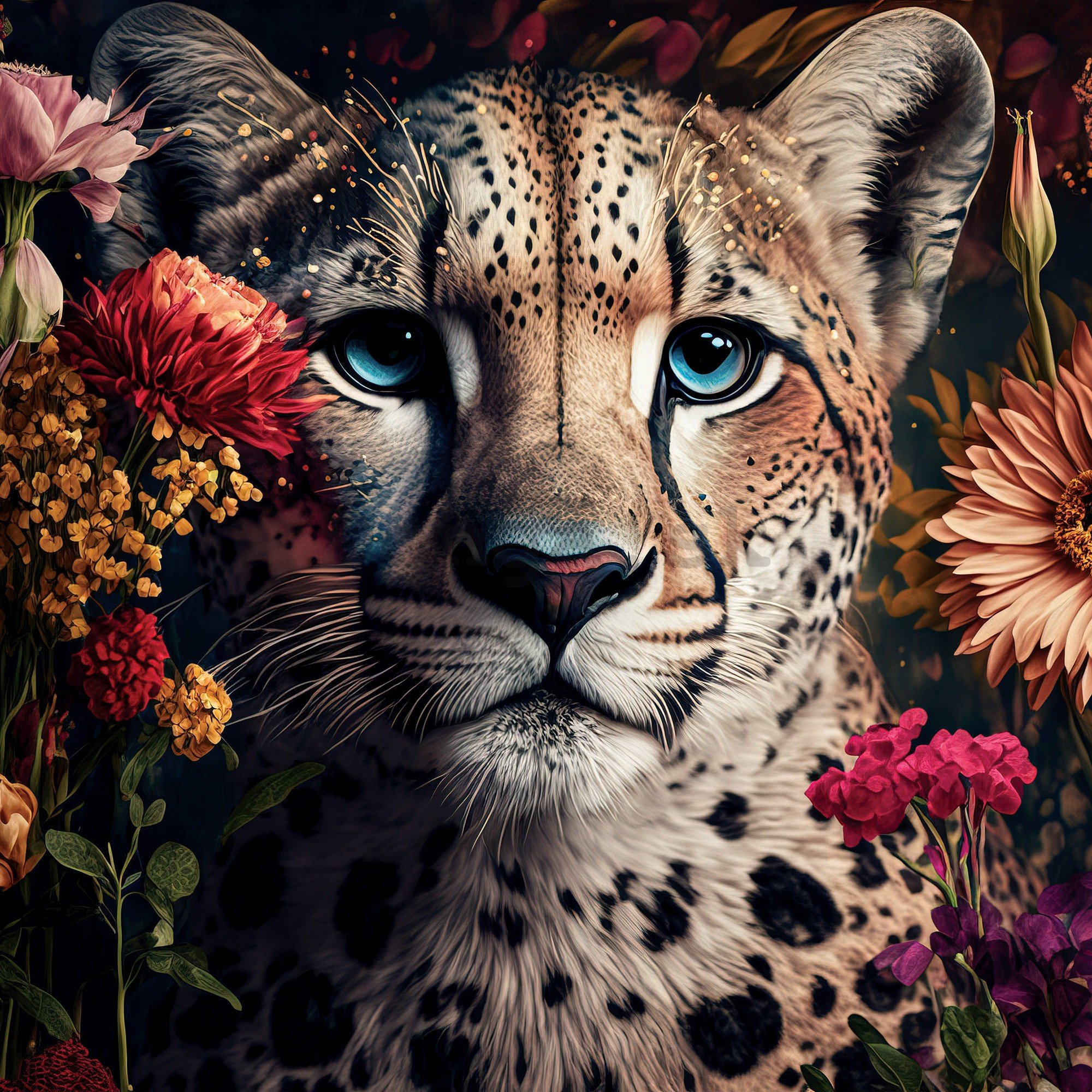 Fototapety vliesové: Nature flowers cheetah colours - 368x254 cm