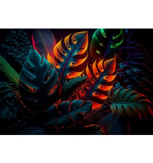 Fototapety vliesové: Nature leaves art neon - 368x254 cm
