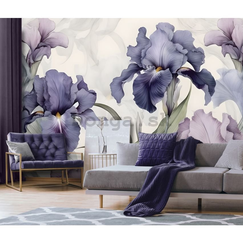 Fototapety vliesové: Nature Flowers Modern Romantic Iris - 368x254 cm