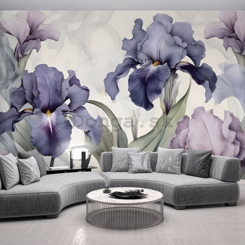 Fototapety vliesové: Nature Flowers Modern Romantic Iris - 368x254 cm