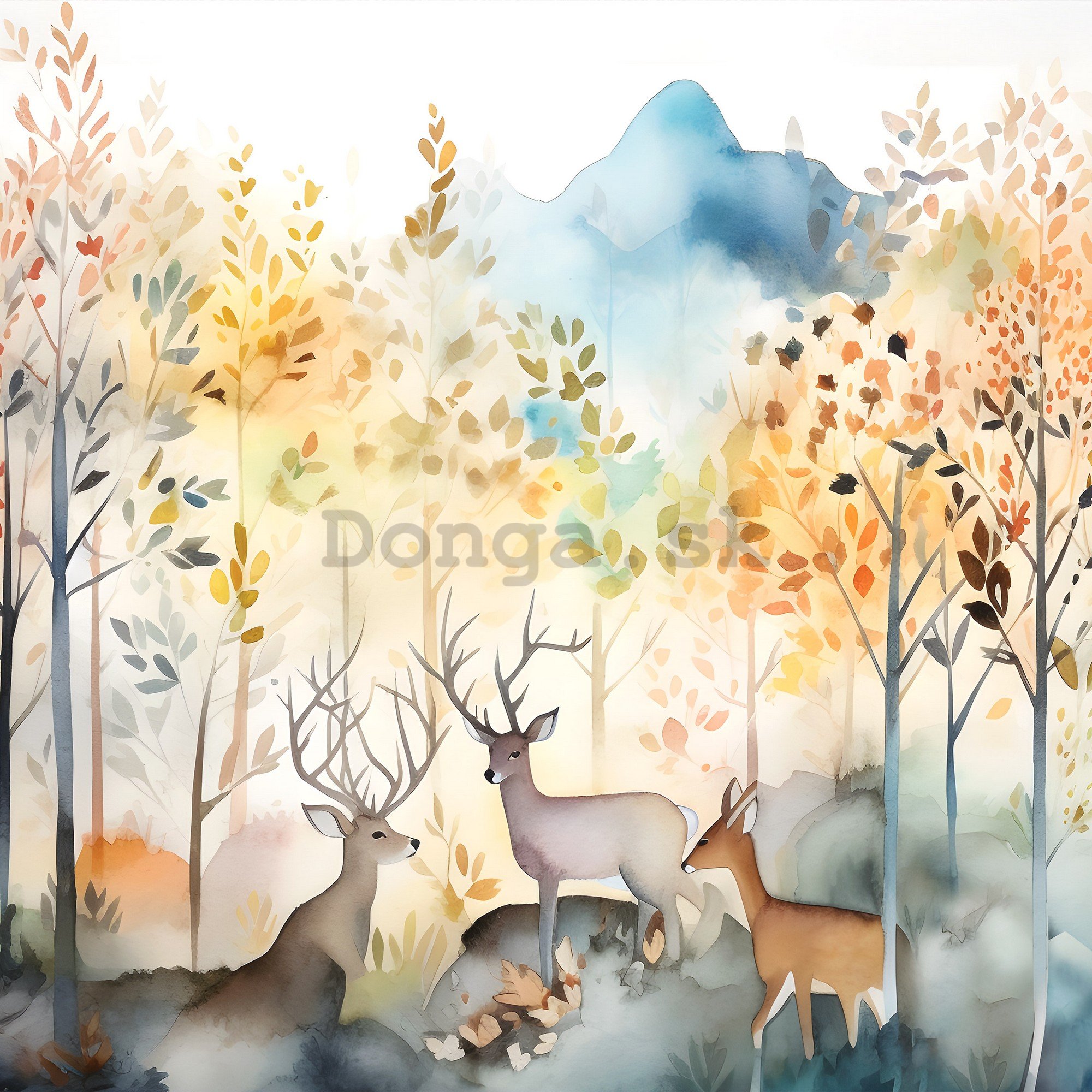 Fototapeta vliesová: For kids watercolour forest - 152,5x104 cm