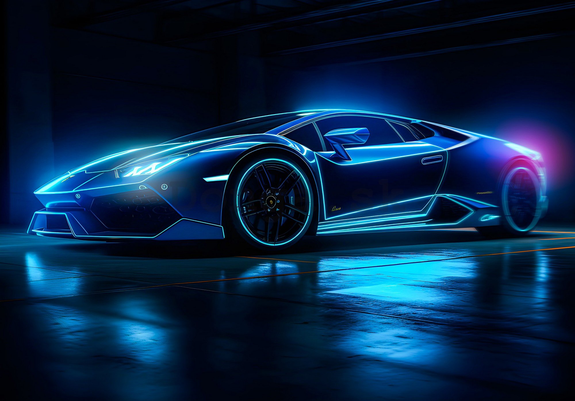 Fototapeta vliesová: Car Lamborghini luxurious neon - 152,5x104 cm