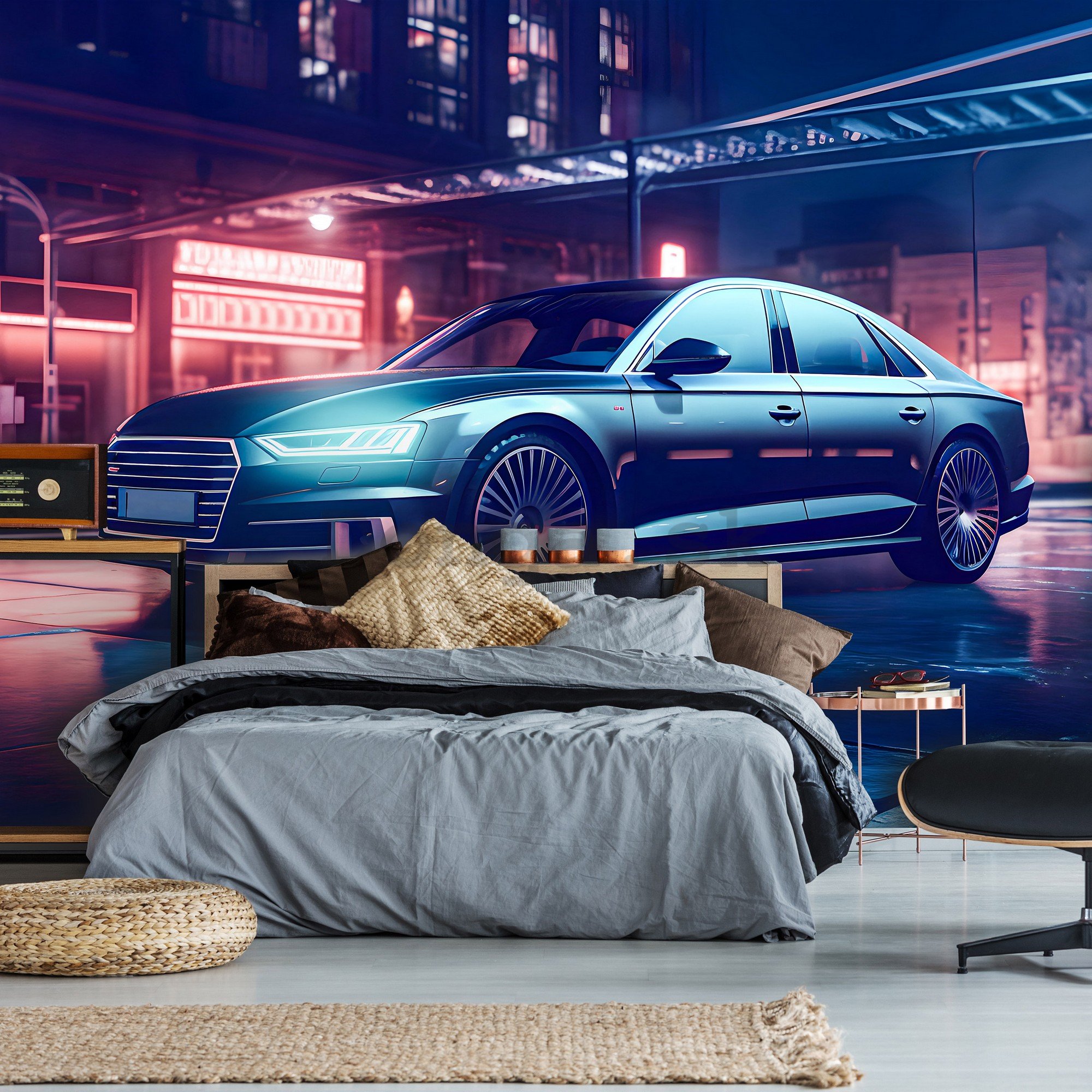 Fototapeta vliesová: Car Audi city neon - 152,5x104 cm